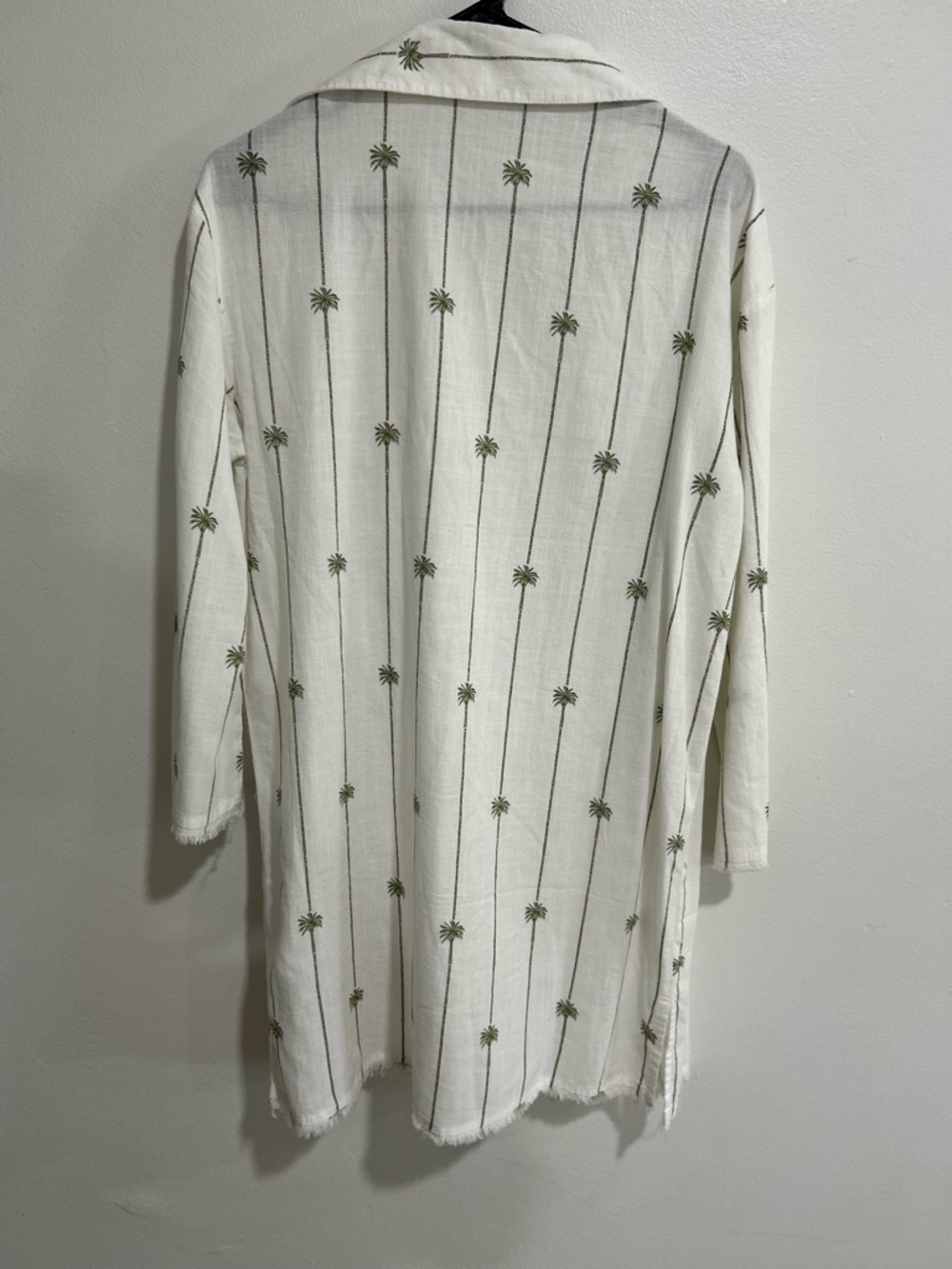 blue island White Palm-Print Open Front Lightweight Jacket - Picture 5 of 7